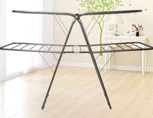 Imagen 2 de 7 de Tender Ropa Doble Plegable Pie Acero Inoxidable Tendedero