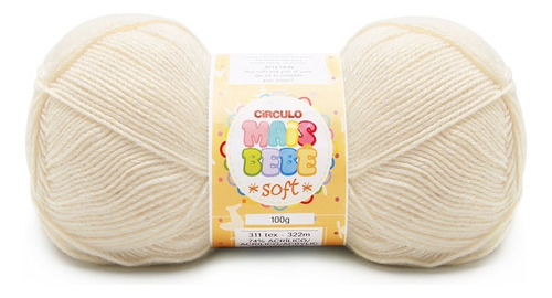 Fio Mais Bebê Soft Circulo 100g 322mts Fio Para Bebê Tex 311 Cor 8176- Off-Whitte Bege