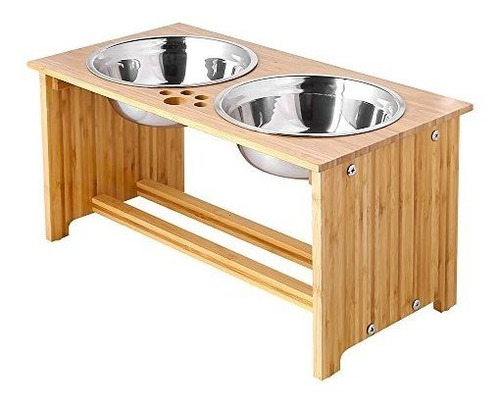 Foreyy Raised Pet Bowls For Cats And Small Dogs, Bamboo Elev