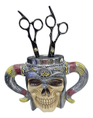 Organizador Barbero Vikingo Calavera Porta Accesorios Tijera