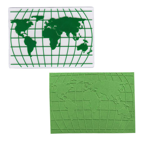 Folder Relieve Scrapbook Embossing Mapa Mundo