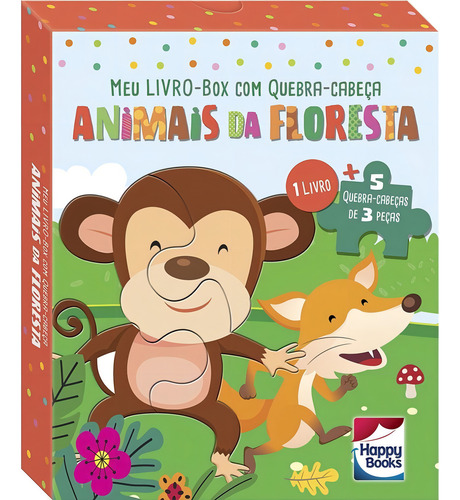 Meu LIVRO-Box com Quebra-cabeça: Animais da Floresta, de Brijbasi Art Press. Editorial Happy Books, capa mole em português, 2022