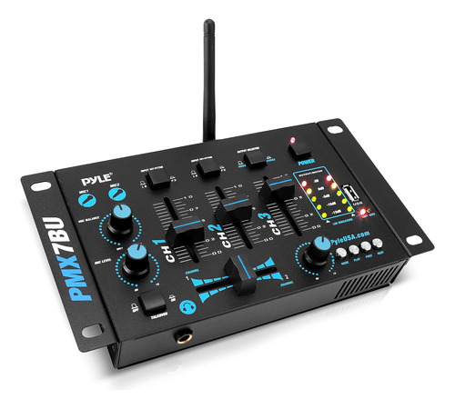 Mezclador De Dj Pyle Pmx7bu, 3 Canales, Bt, Usb, Audio Rca