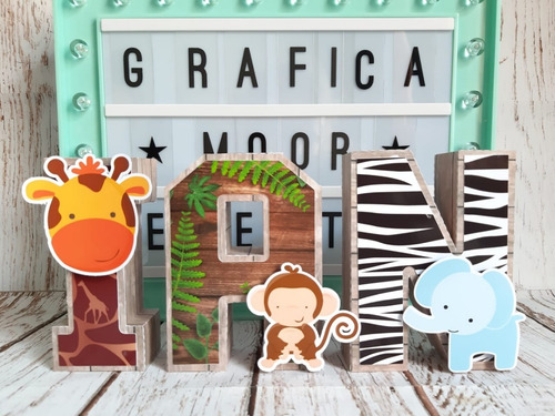 7 Letras 3d Mesa Dulce Animales De La Selva 20 Cm