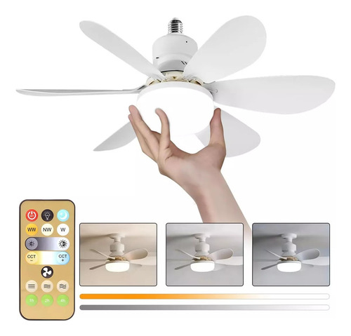 Ventilador De Techo Led E27 40w Con Lámpara Y Control Remoto