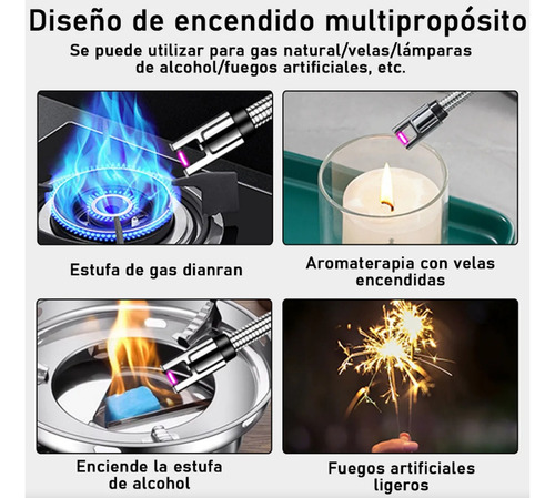 2pcs Encendedor Eléctrico Recargable Usb De Cocina Multiusos