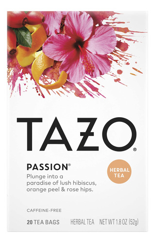 Tazo Bolsas De Te De Hierbas Passion, 20 Unidades