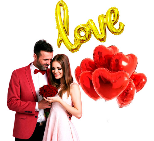 Set N9 Globo Corazon Love Amo San Valentin Dia De Enamorados
