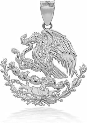 Collar De Plata De Ley 925 Con Colgante De Águila Mexicana