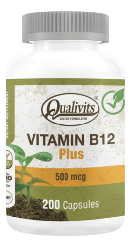 Vitamina B12 500 Mcg + Ácido Hialurónico Vit C - Qualivits Sabor Natural