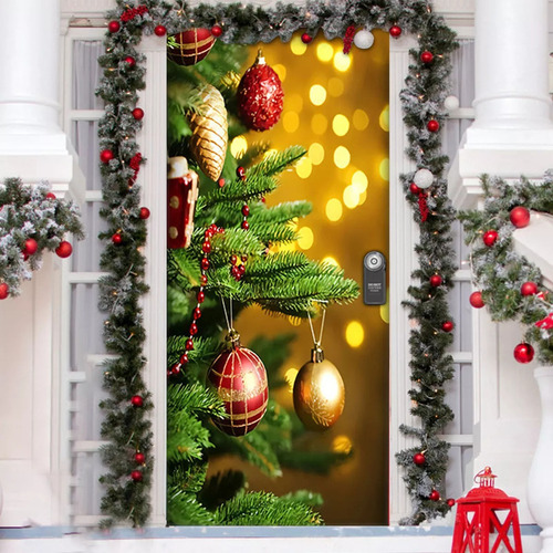 Cubiertas De Puertas Navideñas Decoradas Para Navidad.