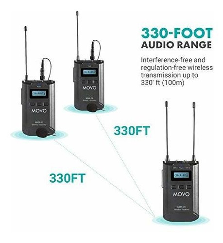 Micrófono Lavalier Inalámbrico Uhf De 48 Canales Movo Wmx-20