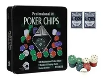 Comprar Set De Poker 100 Fichas Con 2 Mazos Poker Chips - Dgl Games 
