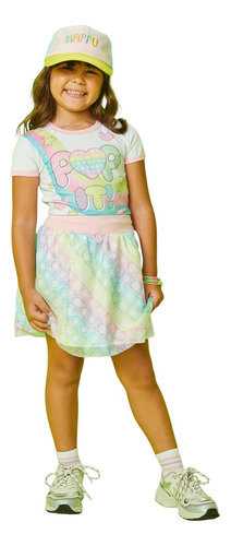 Conjunto Pop It Blusa E Saia Infantil Feminino - Kukiê