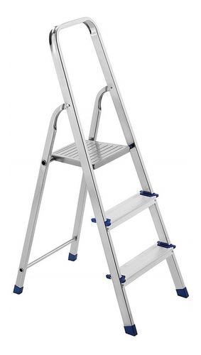 Escalera Plegable Acero Aluminio 3 Escalones Framar Hecha En Italia - Practica Y Resistente