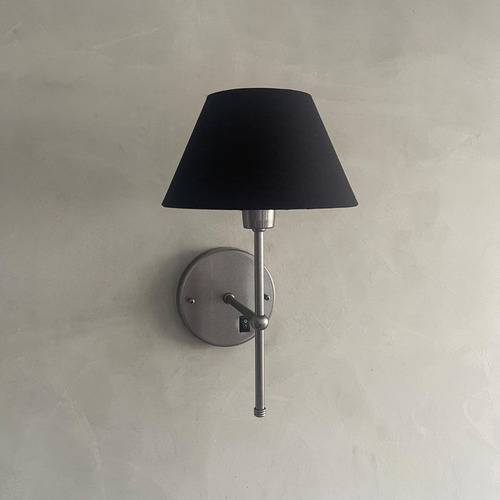 Luminaria De Parede Classico Interruptor Com Cupula Algodao Estrutura Chumbo Cup Preto 127/220v