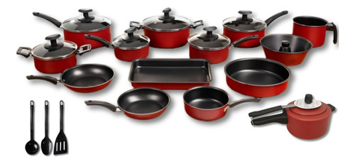 Jogo de panelas de cozinha Panelas Imperial Teflon antiaderente 17 peças vermelho