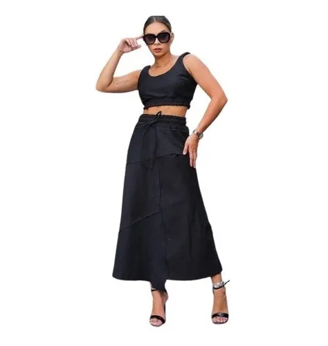 Moda Evang lica Saia Midi Com C s Alto E Cord o Ajust vel