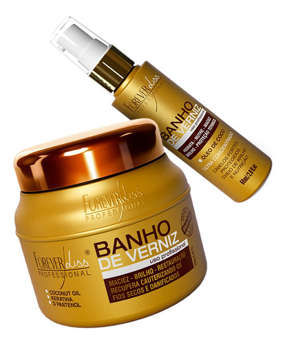 Kit Banho De Verniz Forever Liss Máscara 250g + Óleo De Coco