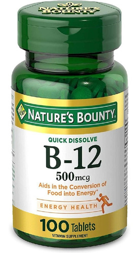 Vitamina B12 500 Mcg Nature's Bounty 100 Tabletas