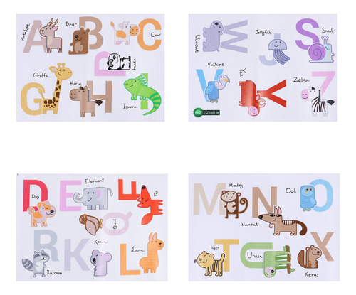 Pegatinas De Pared Acuarela Animal Alphabet Abc Para Niños,
