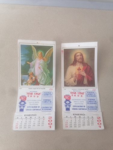 2 Almanaques Calendarios Colección  Imagen Religiosa 2001