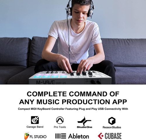 M-vave Teclado Controlador Midi De 25 Teclas Piano Mini Usb