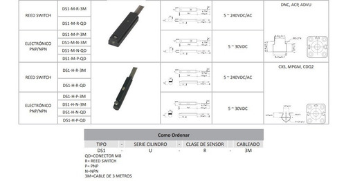 Sensor Magnetico Para Cilindro Neumatico Dnc Pnp Con Cable