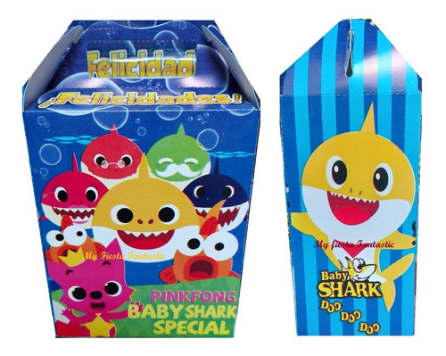 Party Baby Shark  Paq 30 Dulceros Cajitas Bolo Feliz Pinkfon