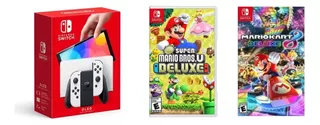 Nintendo Switch Oled Blanco -juegos Mario Kart +mario Deluxe