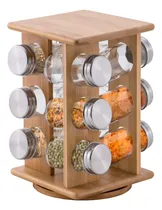 Comprar Especiero Condimentero Giratorio Set 12 Frascos Bambu Cocina Color Madera