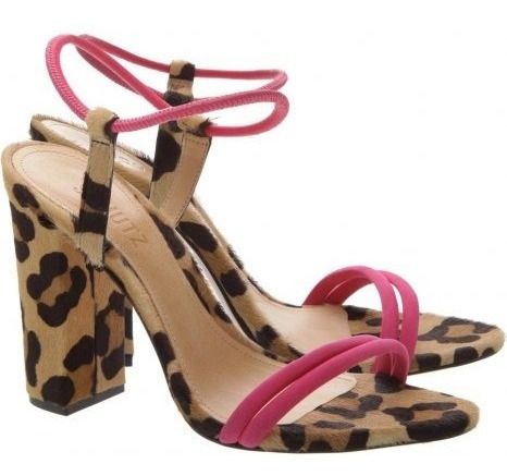 Sandália Feminina Schutz Salto Bloco Animal Print Onça/pink | Mercado Livre