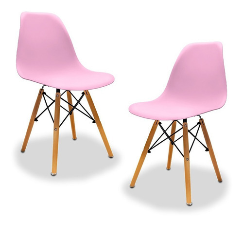 Set De 2 Sillas Tipo Eames Minimalistas Colores Stay Elit Color de la estructura de la silla Madera Color del asiento Rosa