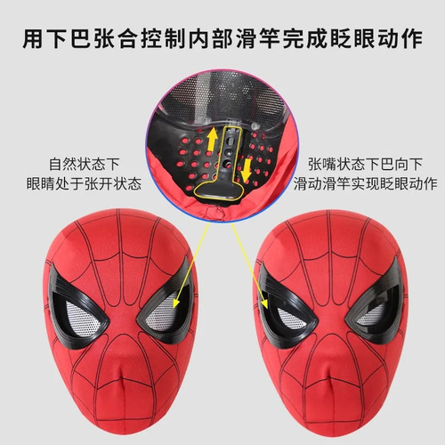 Máscara Roja De Spiderman Fluorescente Guiñable