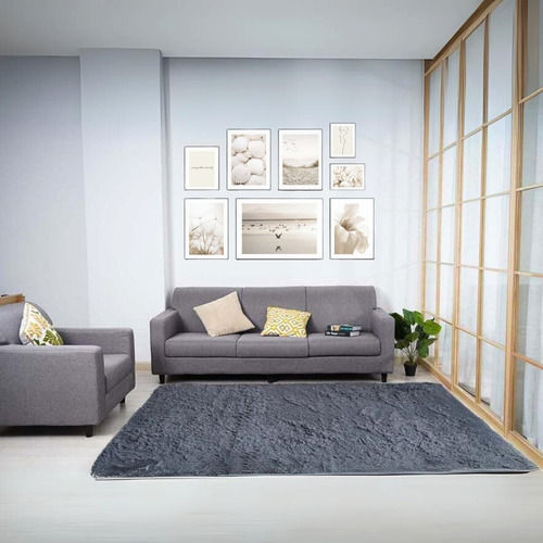Alfombra Peluda Shaggy Gris 200x220