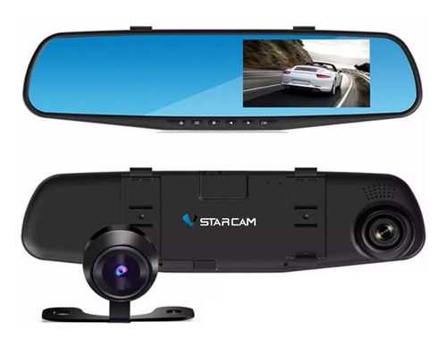 Espejo Retrovisor Camara Frontal Testigo Para Auto Hd + Camara Trasera Video Filmadora 