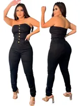 Comprar Macacão Tomara Que Caia Jeans Feminino Preto Laycra Blog