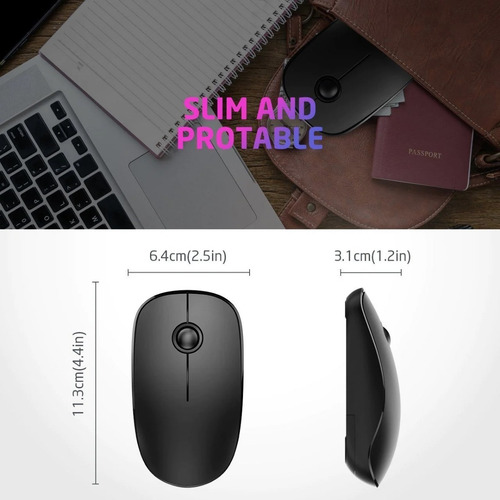 Imagen 3 de 8 de Mouse Inalambrico Victsing Delgado Slim Silencioso Pc Laptop
