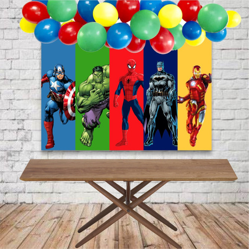 Banner Candy Cumpleaños Spider Hulk Avengers Batman 1.5x1 M