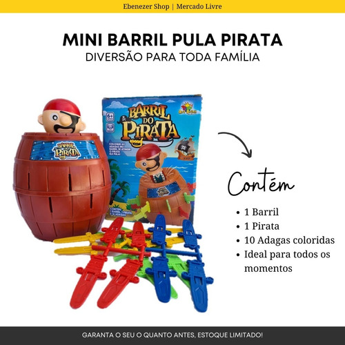 Imagem 1 de 6 de Brinquedo Infantil  Mini Barril Pula Pirata Jogo Diversão