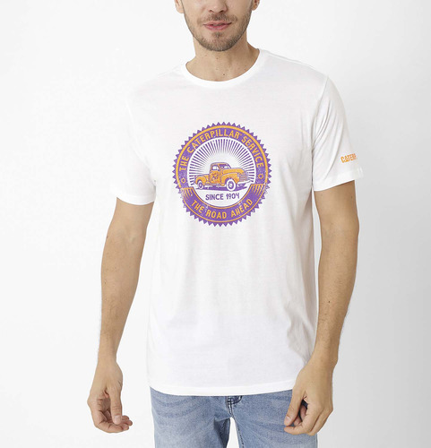 Remera Caterpillar The Road Ahead Gra 7 White Para Hombre