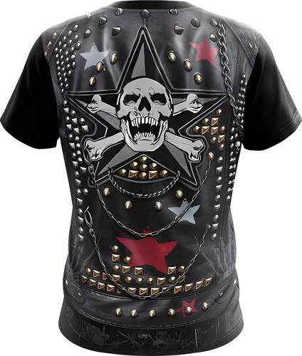 Remera Chaleco Calavera Moto Jean Rock Metal Fullprint 2