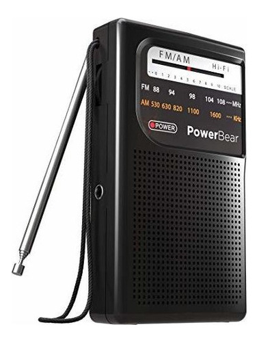 Radio Portatil Powerbear Am Fm | Con Pilas, Largo Alcance, D