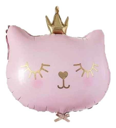 Globo Metalizado Cabeza Gato Gatito Rosa 70cm X1 Unidad