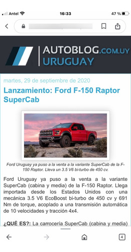 Imagen 10 de 18 de Ford F-150 Raptor Súper Cab
