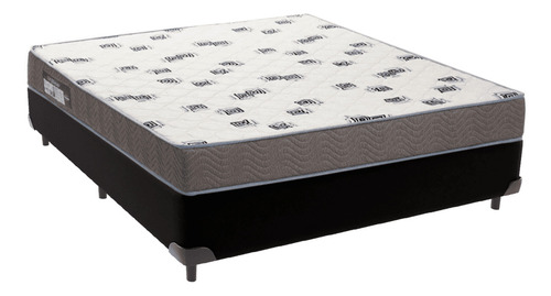 Cama Box Preto E Colchão Light Espuma D33 Casal Ortobom