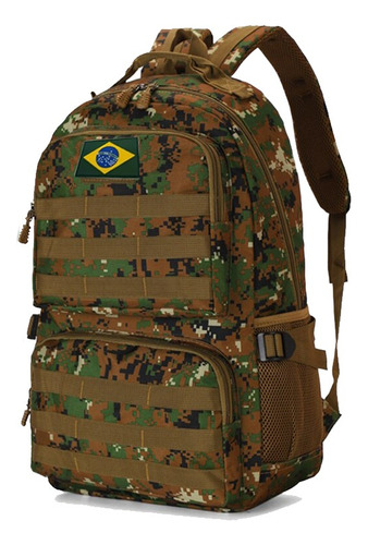 Mochila Militar Tática 50l Com Bandeira Reforçada Camping