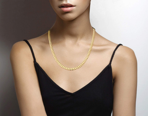 Collar Cadena Eslabones Cubanos De Oro Macizo 18k Miabella Gold