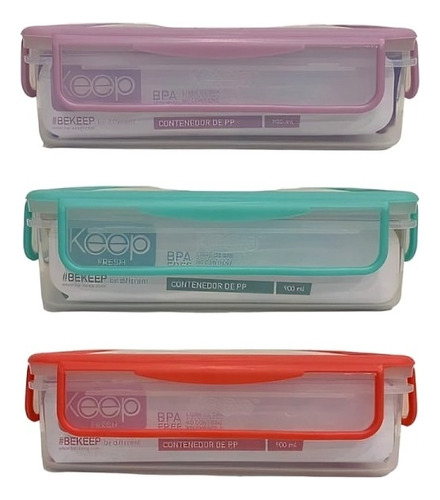 Hermetico Pp 900ml Rectangular Color Lila
