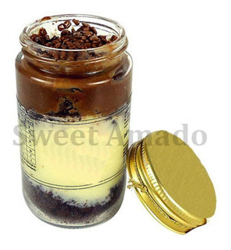 Imagem 5 de 7 de .10 Potes Comprido P/ Bolo Vidro Tampa Prata / Dourada 115ml